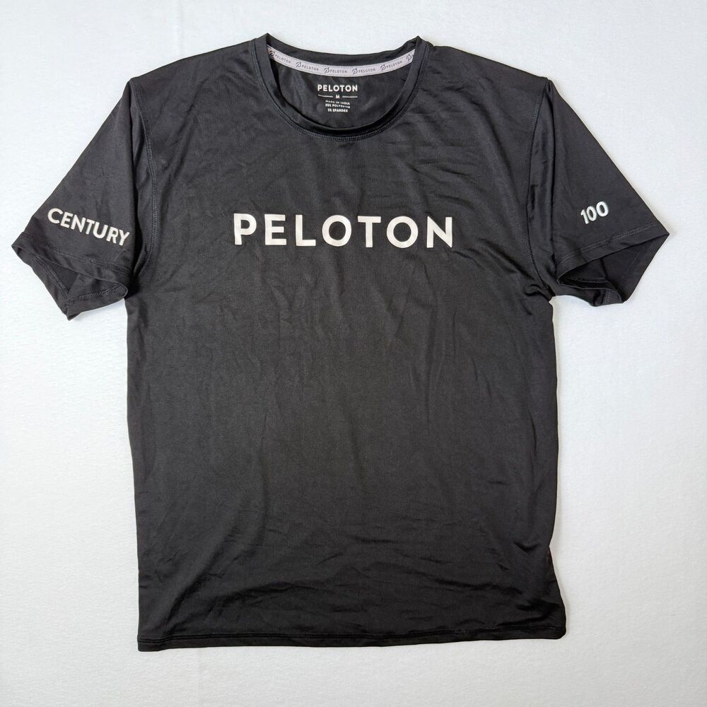 Peloton Century Club Shirt M Black Reach 100 Short Sleeve Cycling Workout Tee